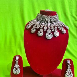 Royal Kundan & Green Beaded Choker Necklace Set with Earrings