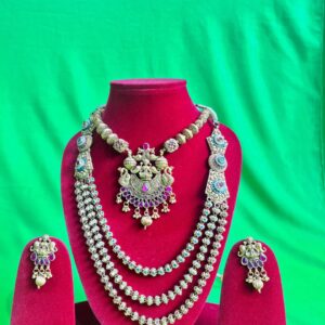 Antique Temple Design Bridal Necklace Set with Earrings