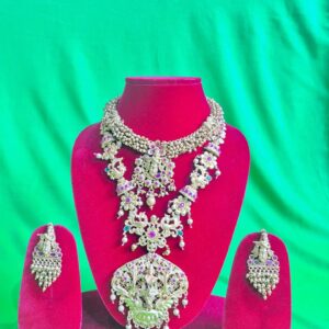 Antique Temple Design Bridal Necklace Set with Earrings